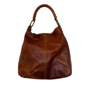 Lucky Brand Vintage Inspired 100% Leather Hobo Shoulder Tote Bag Brown